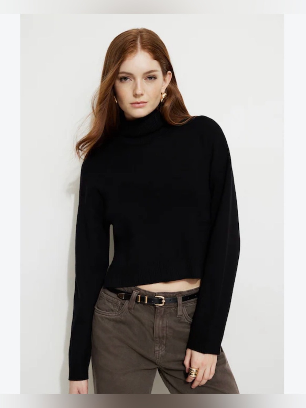 Dynamite Black Cropped Turtleneck Sweater